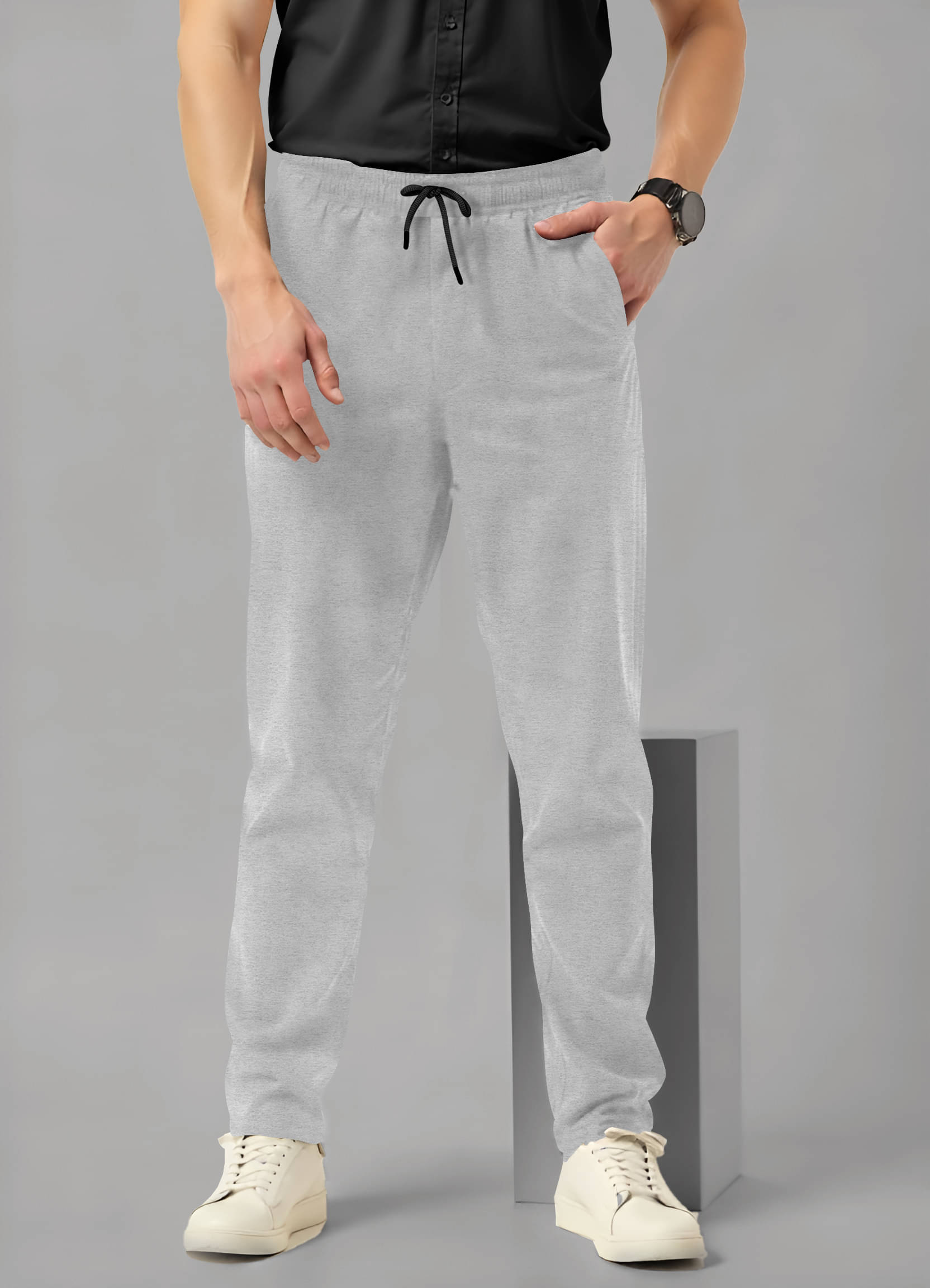     			FASTMOVING Grey Cotton Blend Men's Joggers ( Pack of 1 )