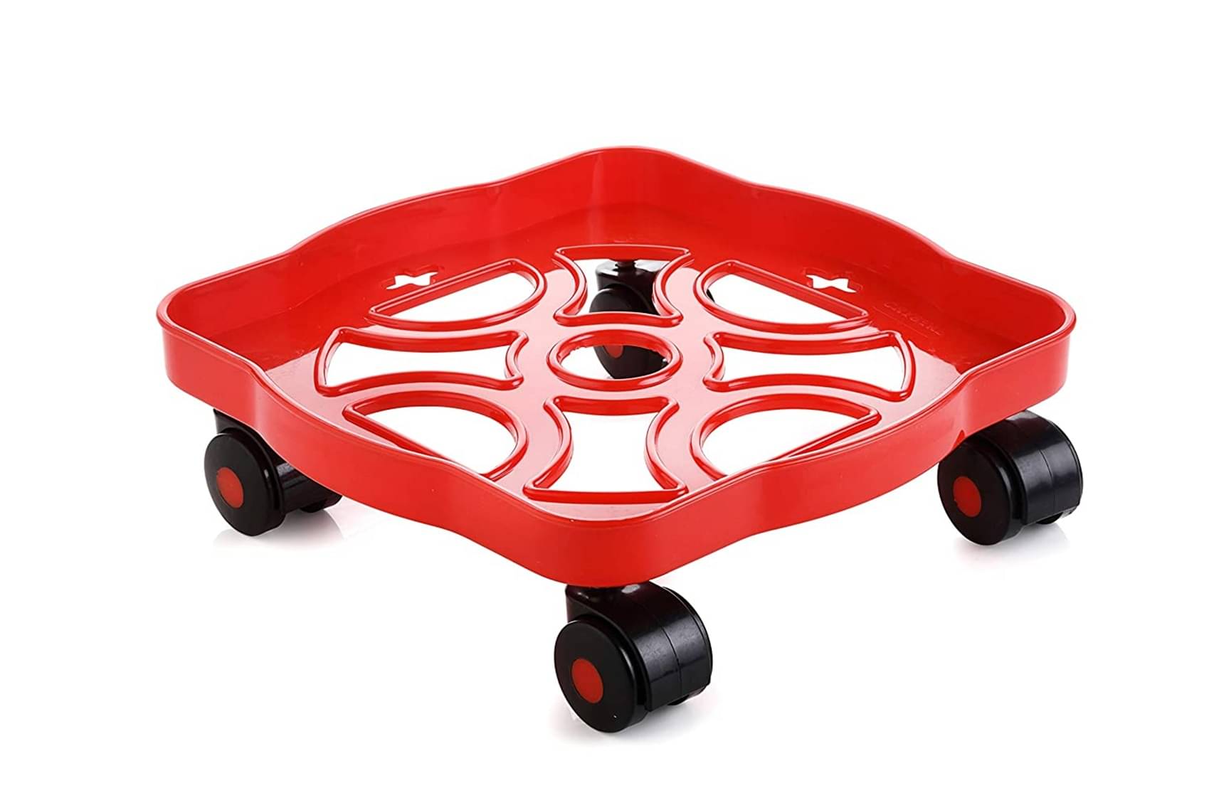     			Gas Cylinder Trolley with Wheels | Heavy Duty Round Stand for Easy LPG Cylinder Movement – Red