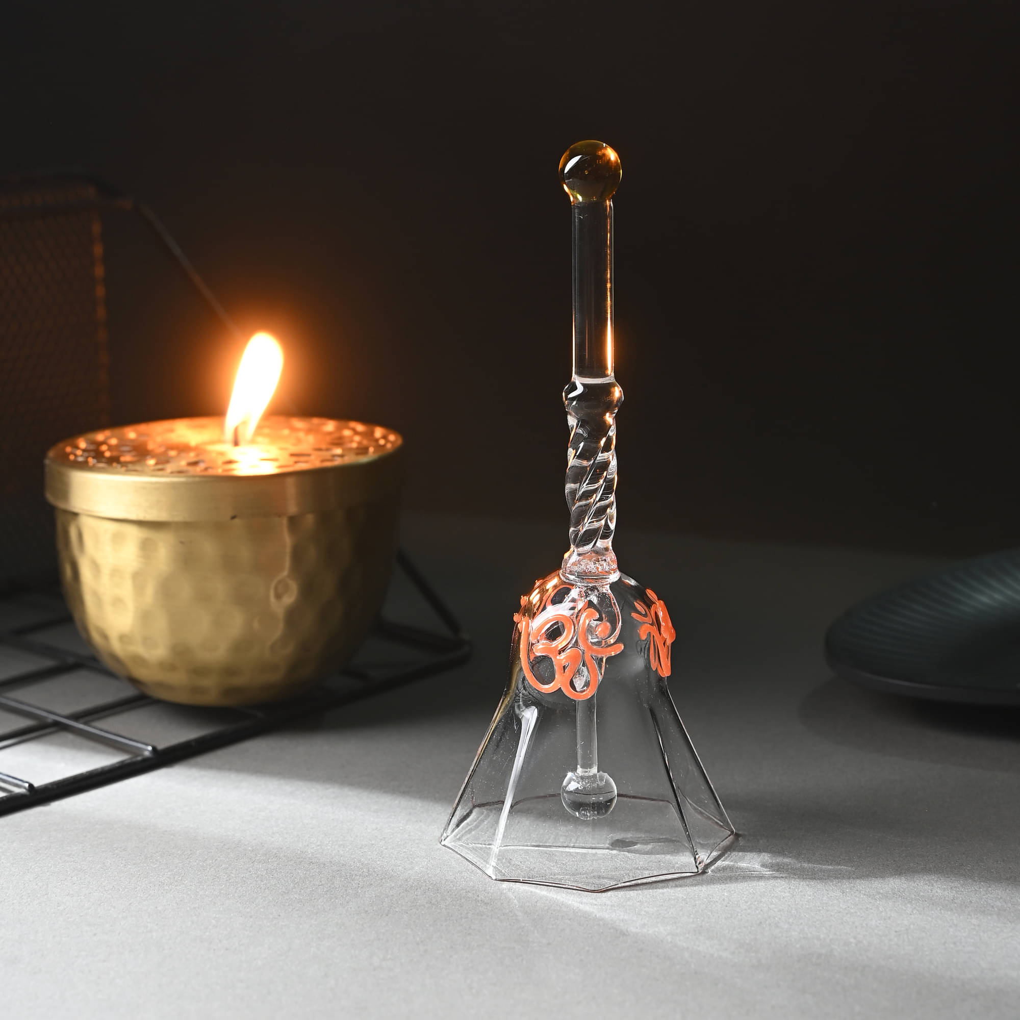 Handmade Crystal Glass Worship Bell ? Decorative Ringing Bell for Temple, Home & Office, Gifting Handmade Crystal Glass Worship Bell ? Decorative Ringing Bell for Temple, Home & Office, Gifting