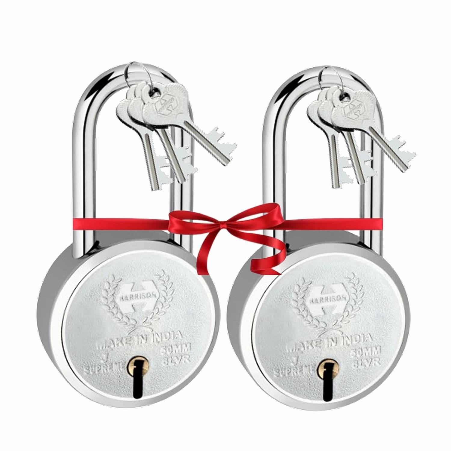 Harrison Padlocks Buy 1 Get 1 Free/ 2 Round Padlock 50mm 0659 / Mild Steel Material/Bright Chrome Plated Finish/Door Lock, Shutter Lock, Godown Lock H0098 Harrison Padlocks Buy 1 Get 1 Free/ 2 Round Padlock 50mm 0659 / Mild Steel Material/Bright Chrome Plated Finish/Door Lock, Shutter Lock, Godown Lock H0098