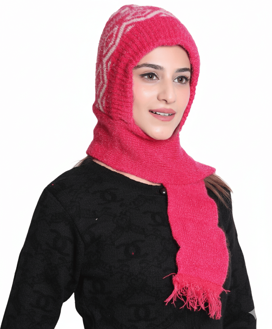     			HeteShe Magenta Woollen Women's Headwrap ( Pack of 1 )
