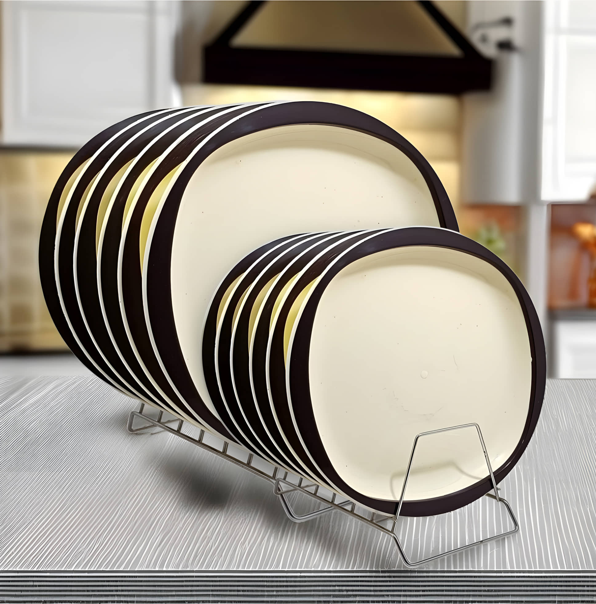 Inpro 12 Pcs Plastic Beige Full Plate & Half Plate