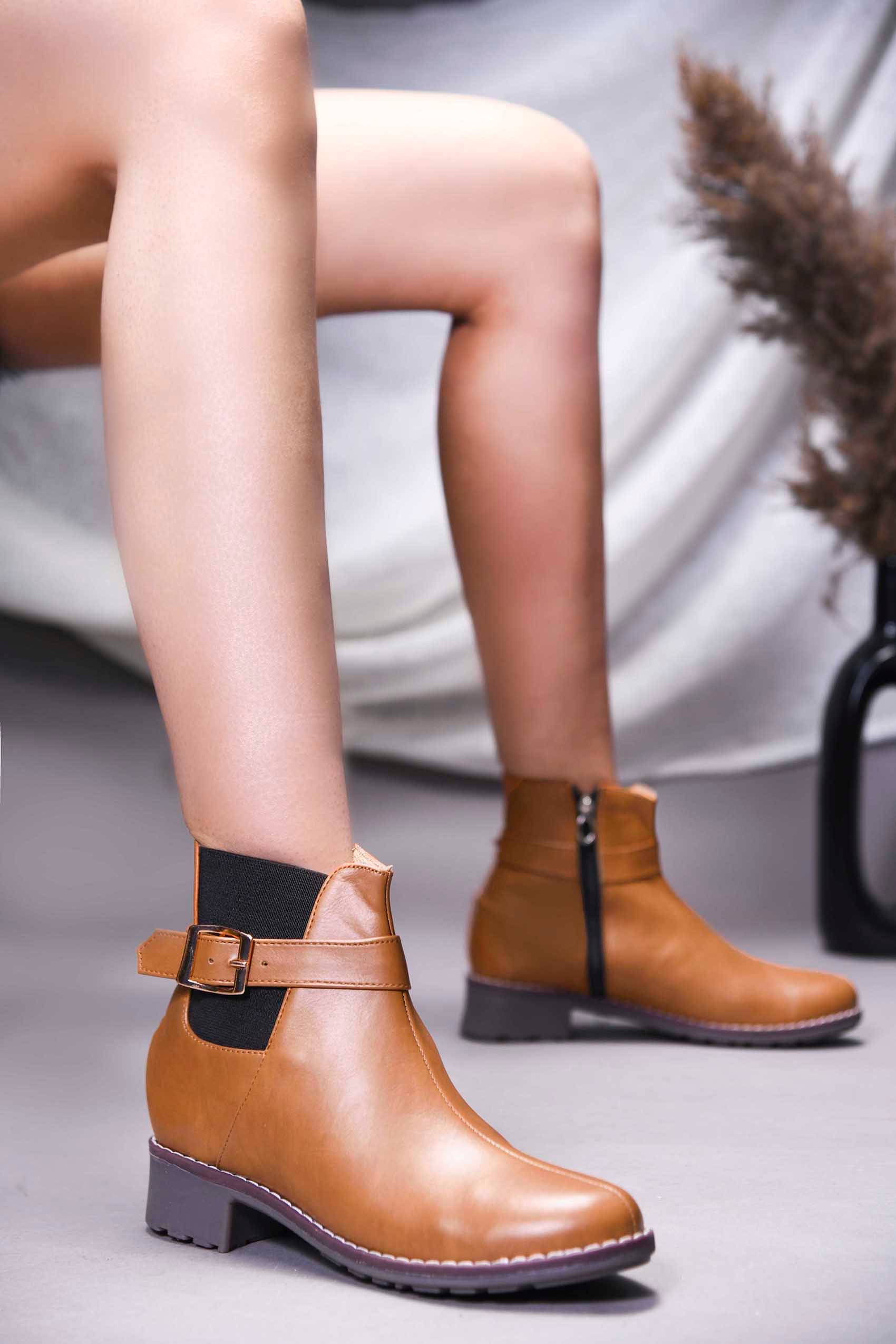     			JM Looks Tan Women's Ankle Length Boots