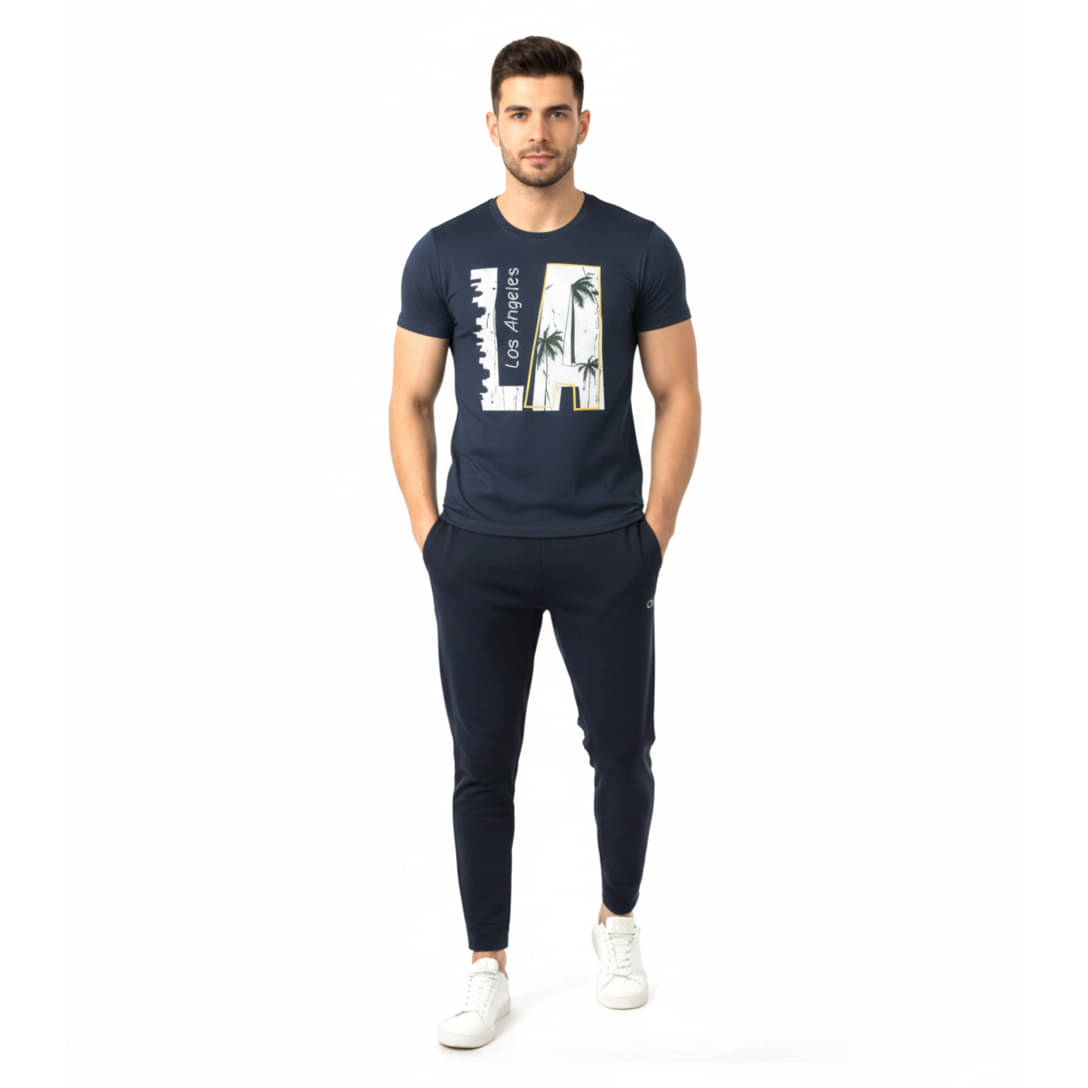 KWINGS Men 100% Cotton Regular Fit Printed T-Shirt ( Navy )     			KWINGS Men 100% Cotton Regular Fit Printed T-Shirt ( Navy )