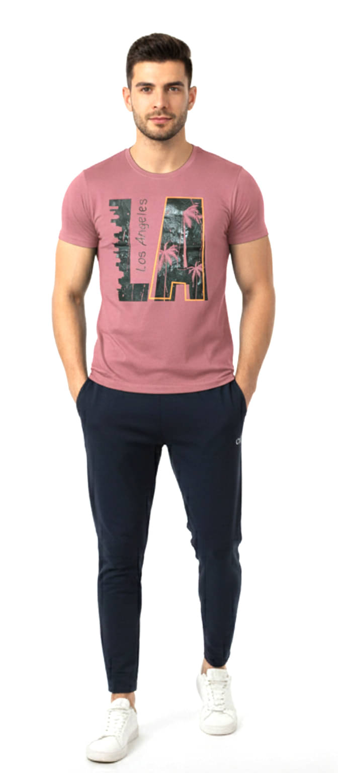 KWINGS Men 100% Cotton Regular Fit Printed T-Shirt ( Peach ) KWINGS Men 100% Cotton Regular Fit Printed T-Shirt ( Peach )