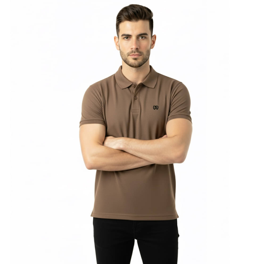     			KWINGS Men Cotton Blend Regular Fit Solid Polo T Shirt ( Brown )