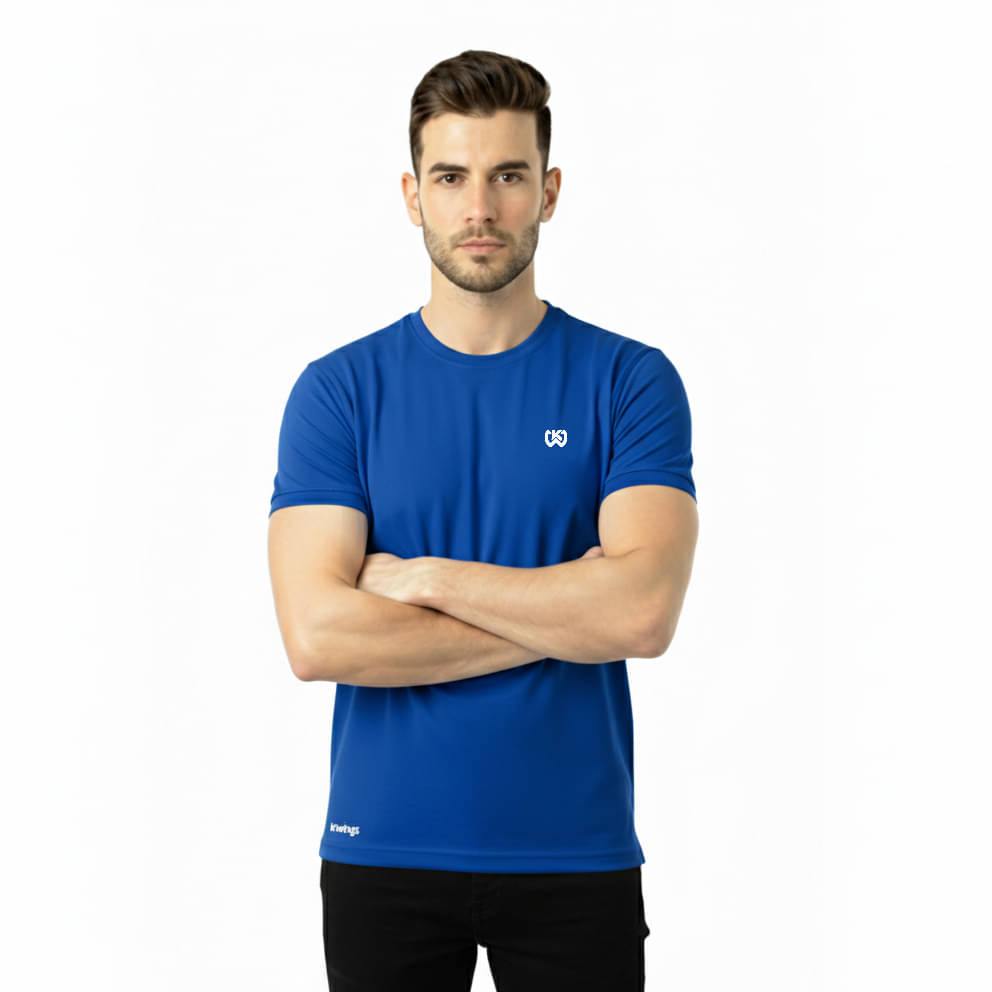 KWINGS Men Cotton Blend Regular Fit Solid T-Shirt ( Navy ) KWINGS Men Cotton Blend Regular Fit Solid T-Shirt ( Navy )