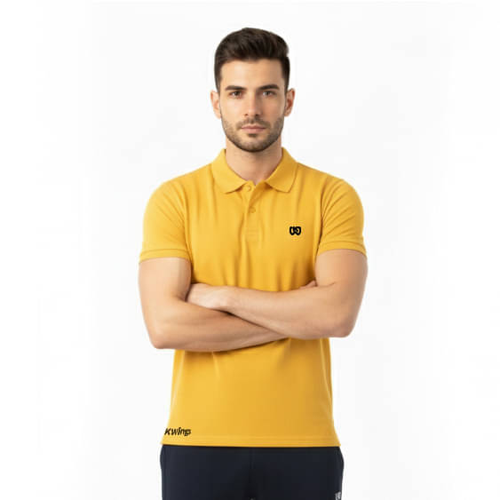 KWINGS Men Cotton Blend Regular Fit Solid Polo T Shirt ( Yellow ) KWINGS Men Cotton Blend Regular Fit Solid Polo T Shirt ( Yellow )