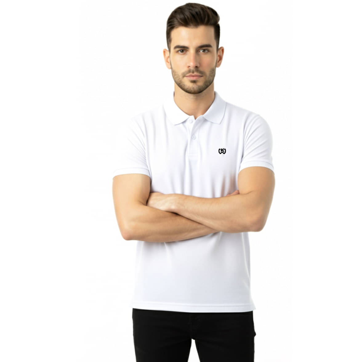 KWINGS Men Cotton Blend Regular Fit Solid Polo T Shirt ( White ) KWINGS Men Cotton Blend Regular Fit Solid Polo T Shirt ( White )