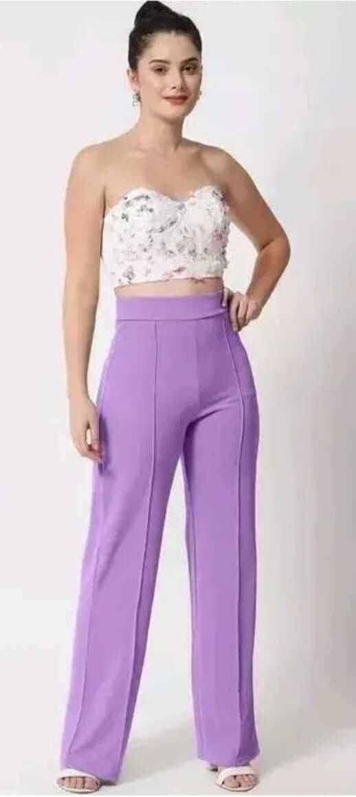     			L Fashion Jeans Women Lycra Casual Trousers ( Purple )