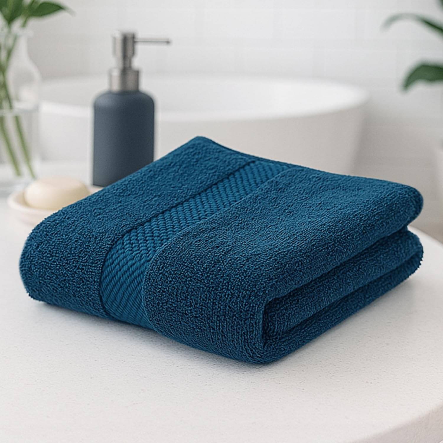     			LOVIO STORE Pack of 1 Cotton Above 600 -GSM Bath Towel ( Navy Blue )