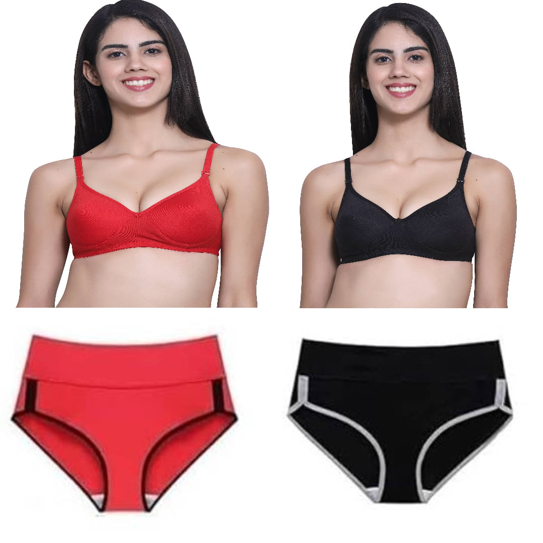 Louis Craft Cotton Blend Non Padded Bra & Panty Set ( Multicolor4 , Pack of 2 ) Louis Craft Cotton Blend Non Padded Bra & Panty Set ( Multicolor4 , Pack of 2 )
