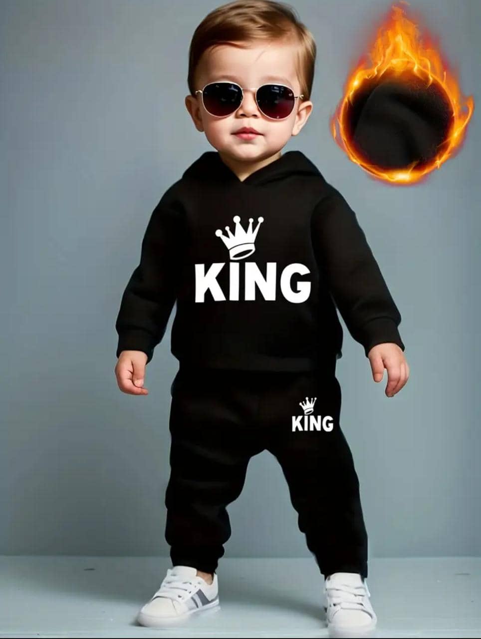 MUSNAHGARMENTS Pack of 1 Baby Boys Cotton Sweatshirt & Trackpant Set ( Black )