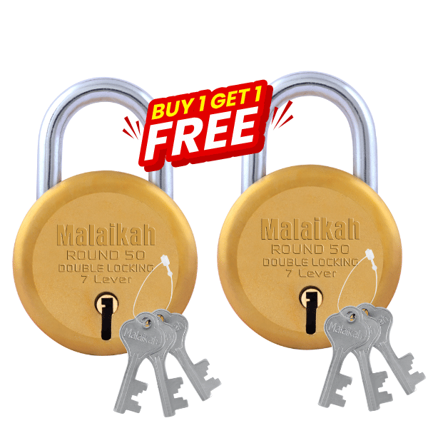 Malaikah Buy 1 Get 1 Free Dark Gold Round 50 Double Locking 7 Lever Comes With 3 Keys Pack Of 2 Malaikah Buy 1 Get 1 Free Dark Gold Round 50 Double Locking 7 Lever Comes With 3 Keys Pack Of 2