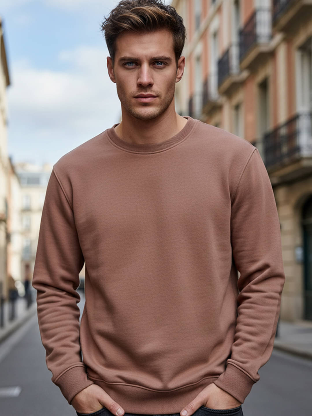     			OGEN Fleece Round Neck Men's Sweatshirt - Tan ( Pack of 1 )