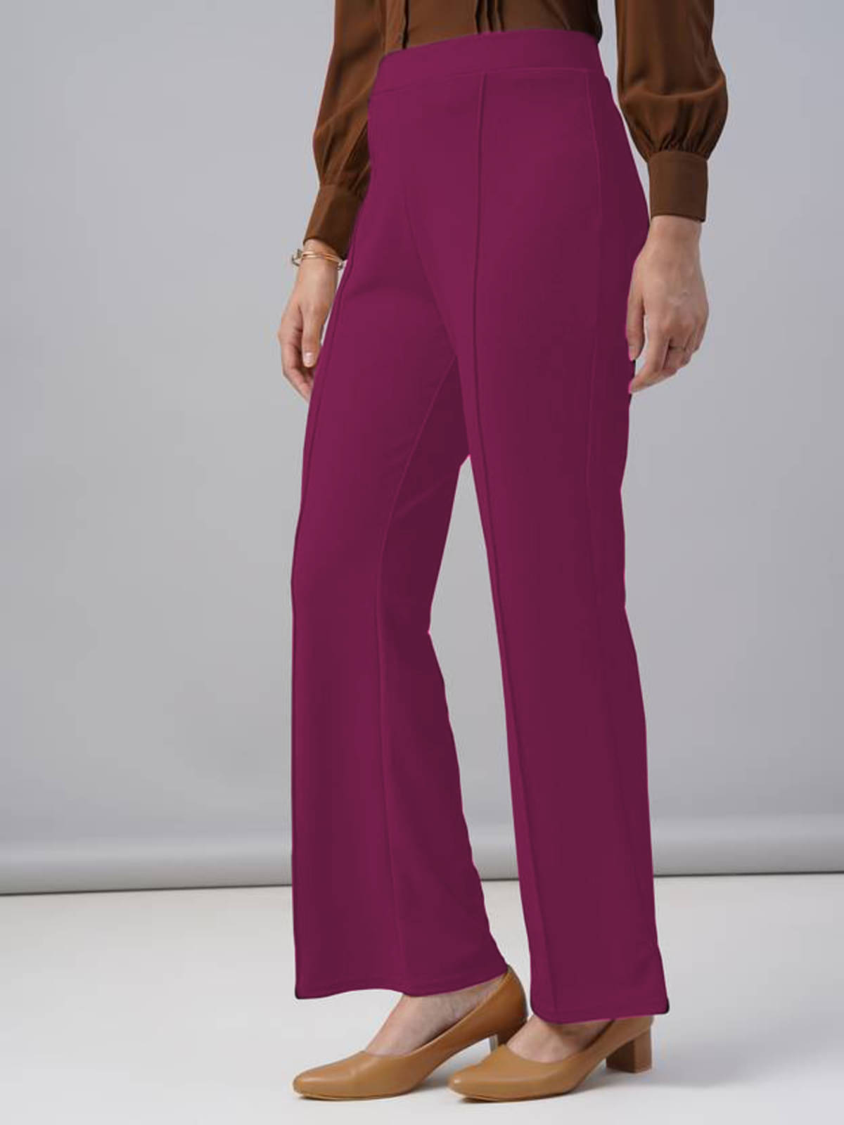     			Qyaas Women Lycra Casual Trousers ( Pink )