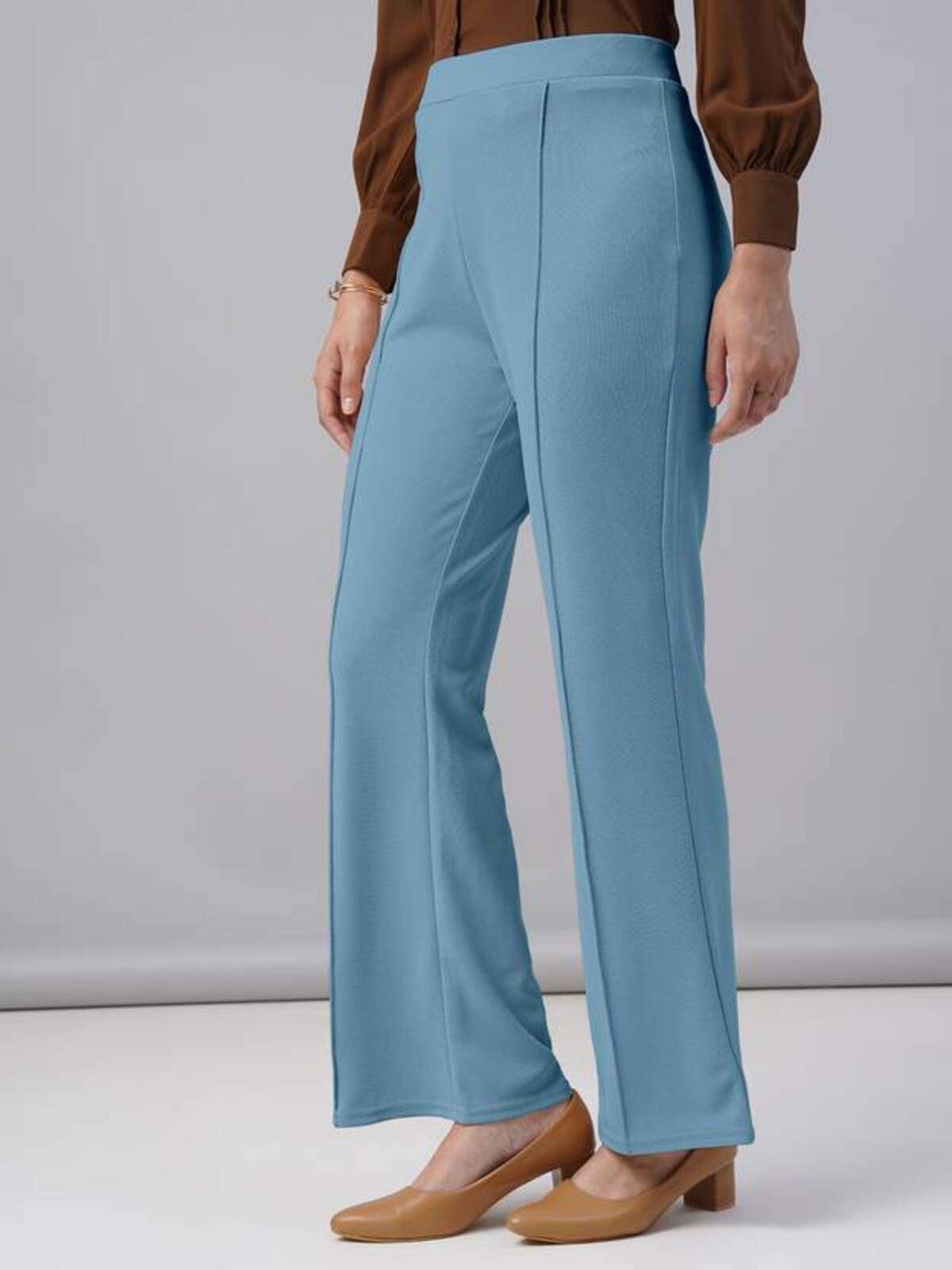    			Qyaas Women Lycra Casual Trousers ( Teal )