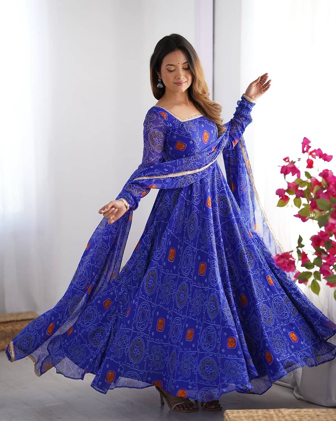     			Rasco trendz Women Georgette Anarkali Stitched Ethnic Gown ( Blue )