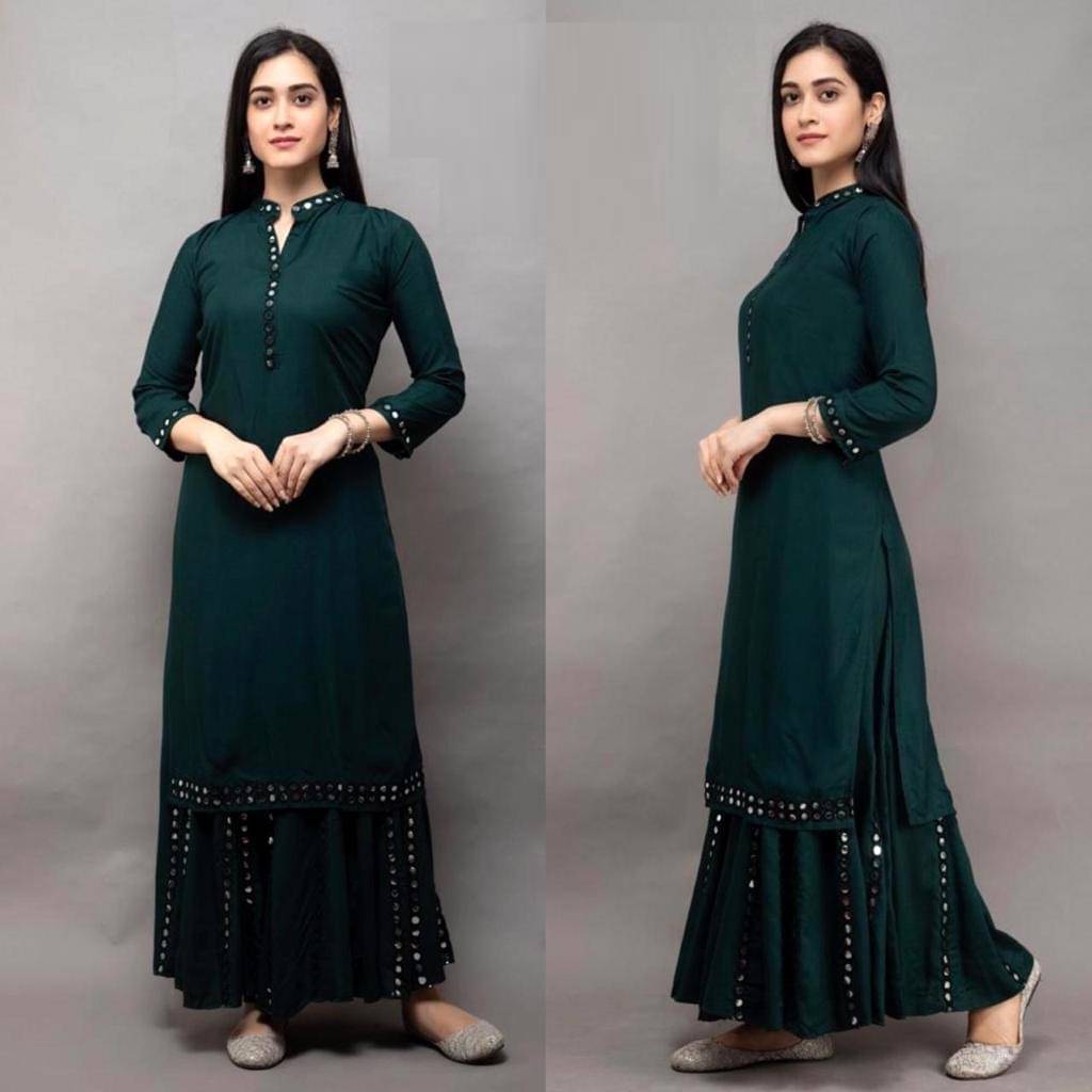     			Rasco trendz Women Viscose Rayon Solid A-line Kurti ( Green )