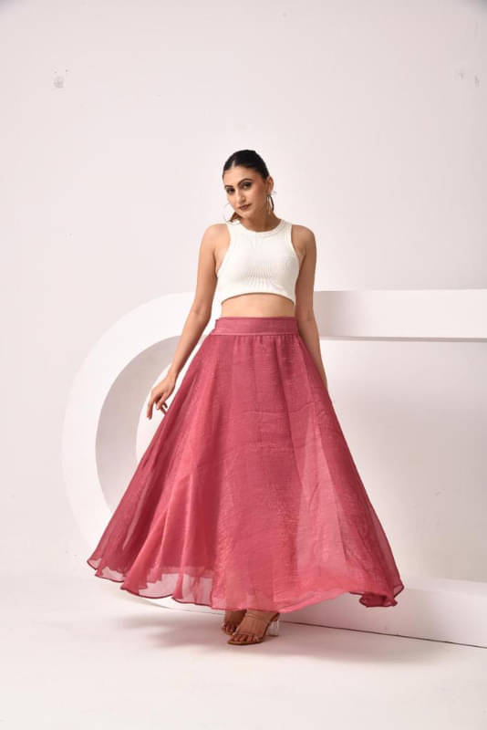     			SIDDHO HUM Pink Silk Women's Flared Skirt ( Pack of 1 )
