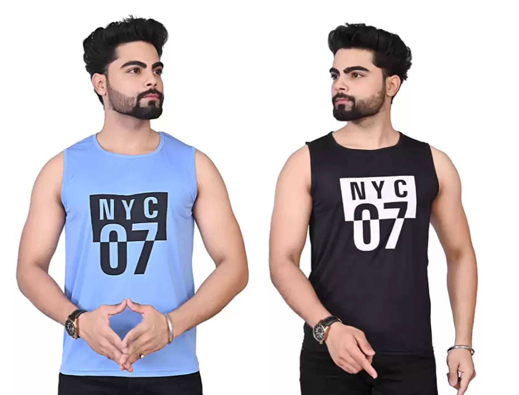     			SLKS India Craft Pack of 2 Cotton Blend Basic Vest For Men ( Multicolor14 )