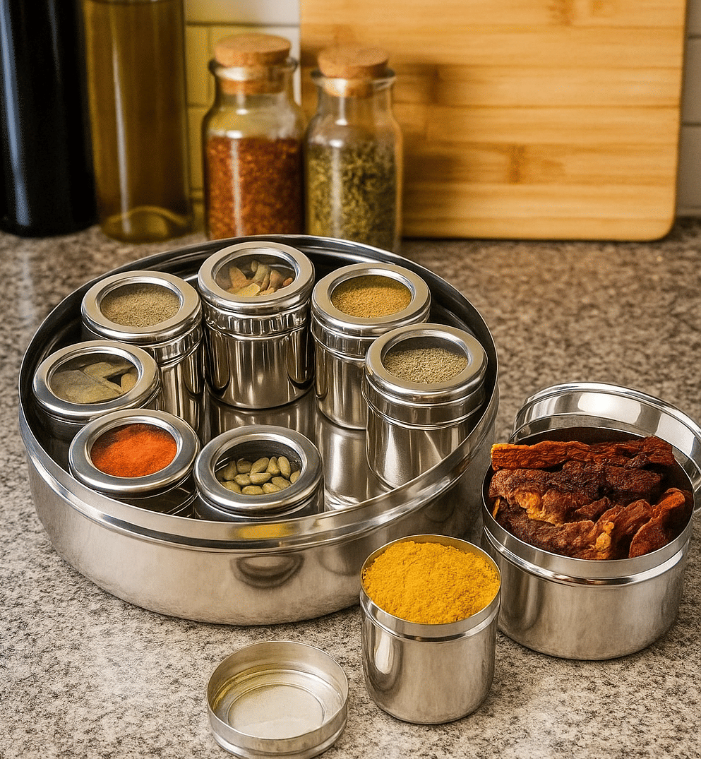    			STEEPLE 9 in 1 Steel Silver Spice Container ( Set of 9 )