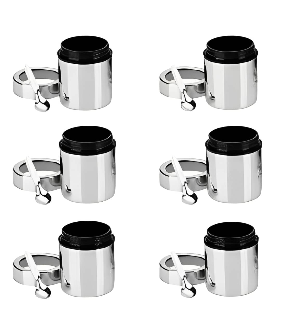     			STEEPLE Steel Silver Spice Container ( Set of 6 )