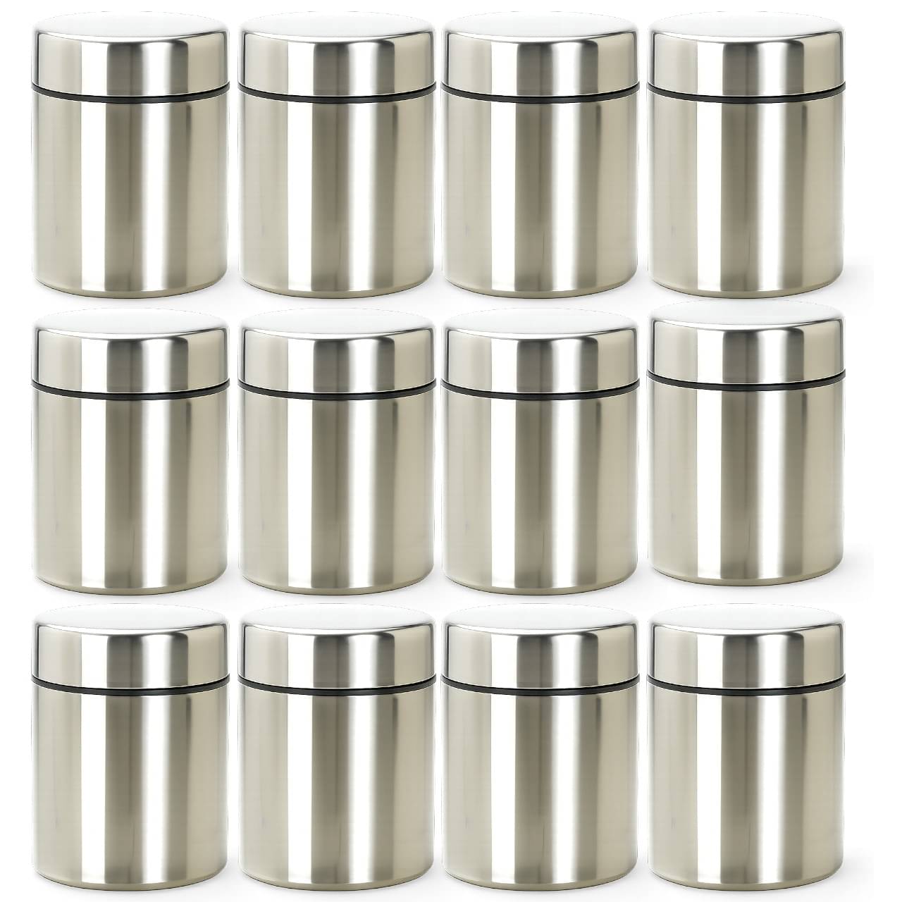     			STEEPLE Steel Silver Spice Container ( Set of 12 )