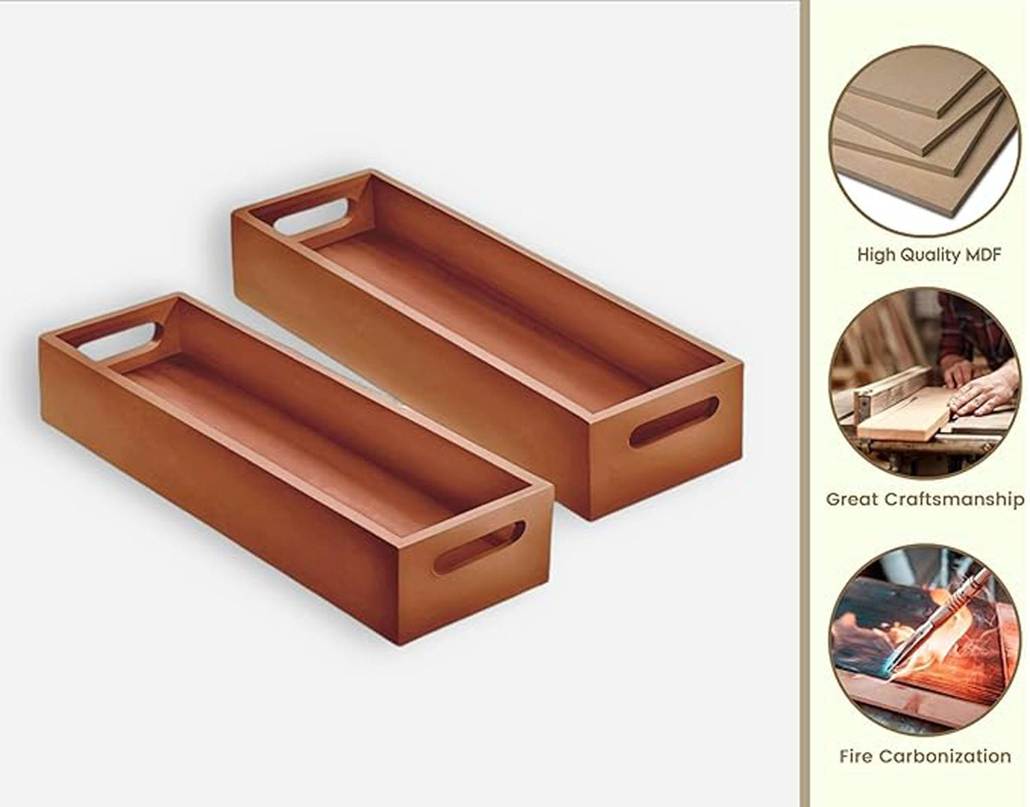     			SWH Wooden Serving Tray 1000 ml Brown ( Set of 2 )