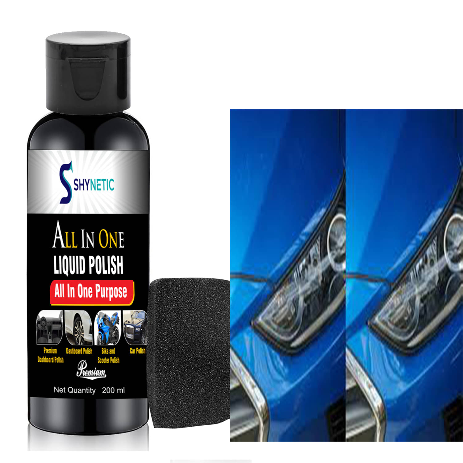     			Shynetic Advanced Multi-Purpose Liquid Polish – Long-Lasting Gloss for Dashboard, Furniture, Bike and Car Restoration – 200 ml with Foam