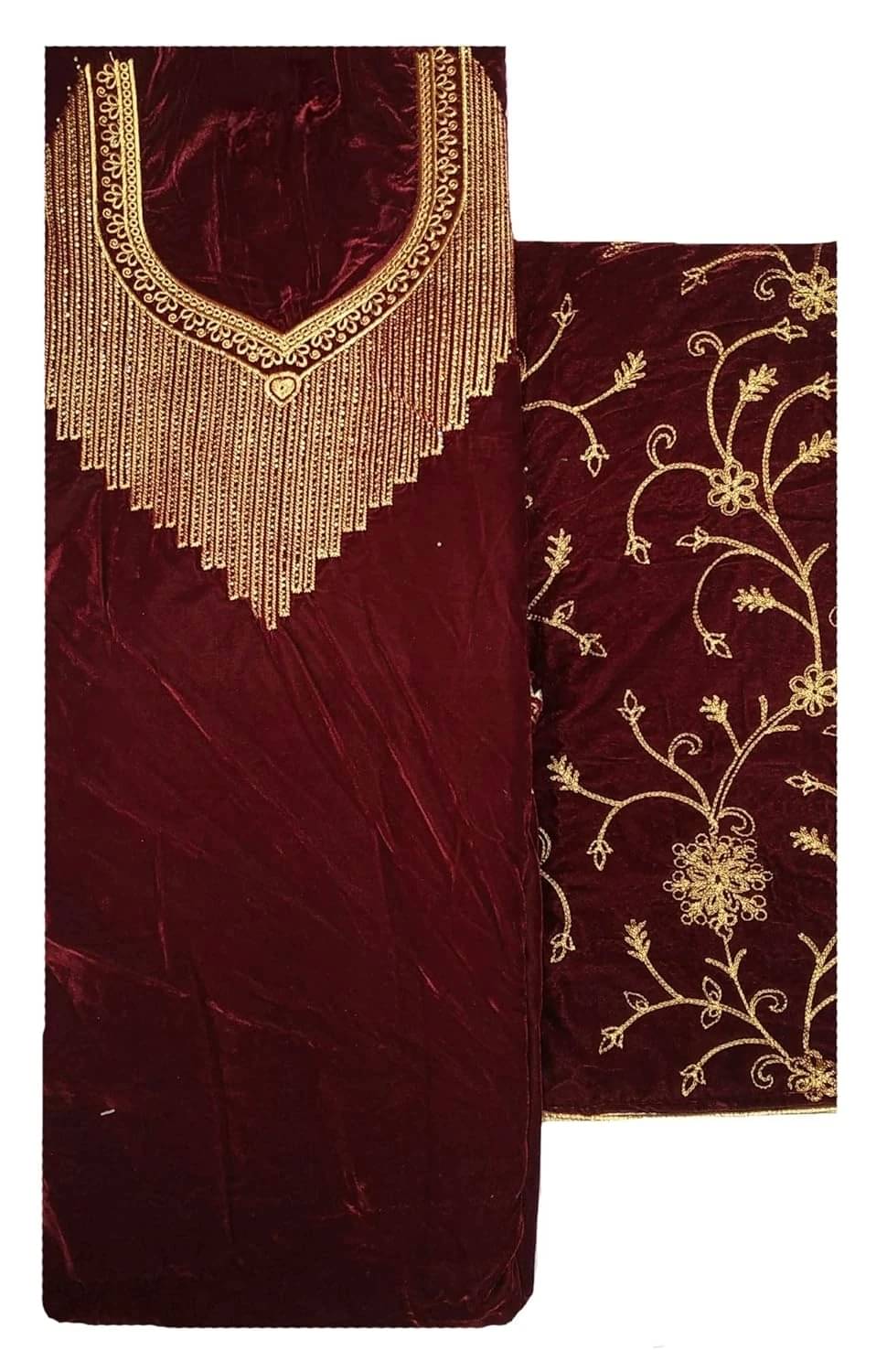     			Soul Essence Women Velvet Unstitched Dress Material ( Maroon )