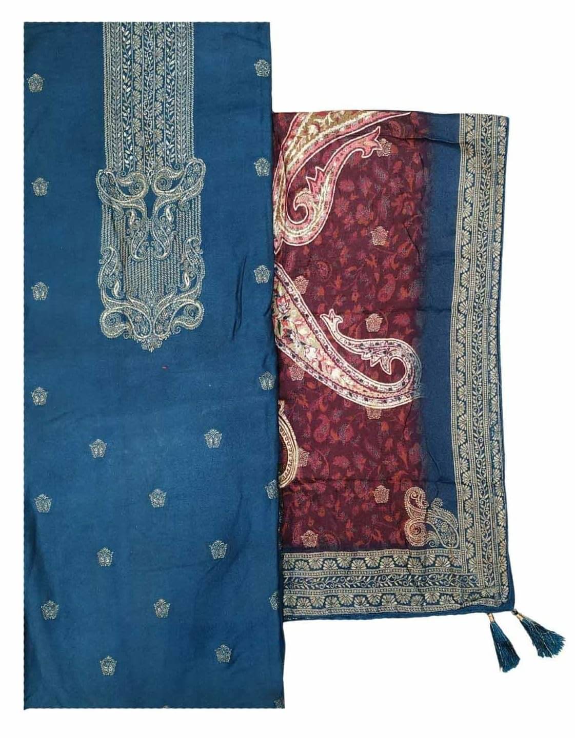 Soul Essence Women Woollen Unstitched Dress Material ( Blue ) Soul Essence Women Woollen Unstitched Dress Material ( Blue )