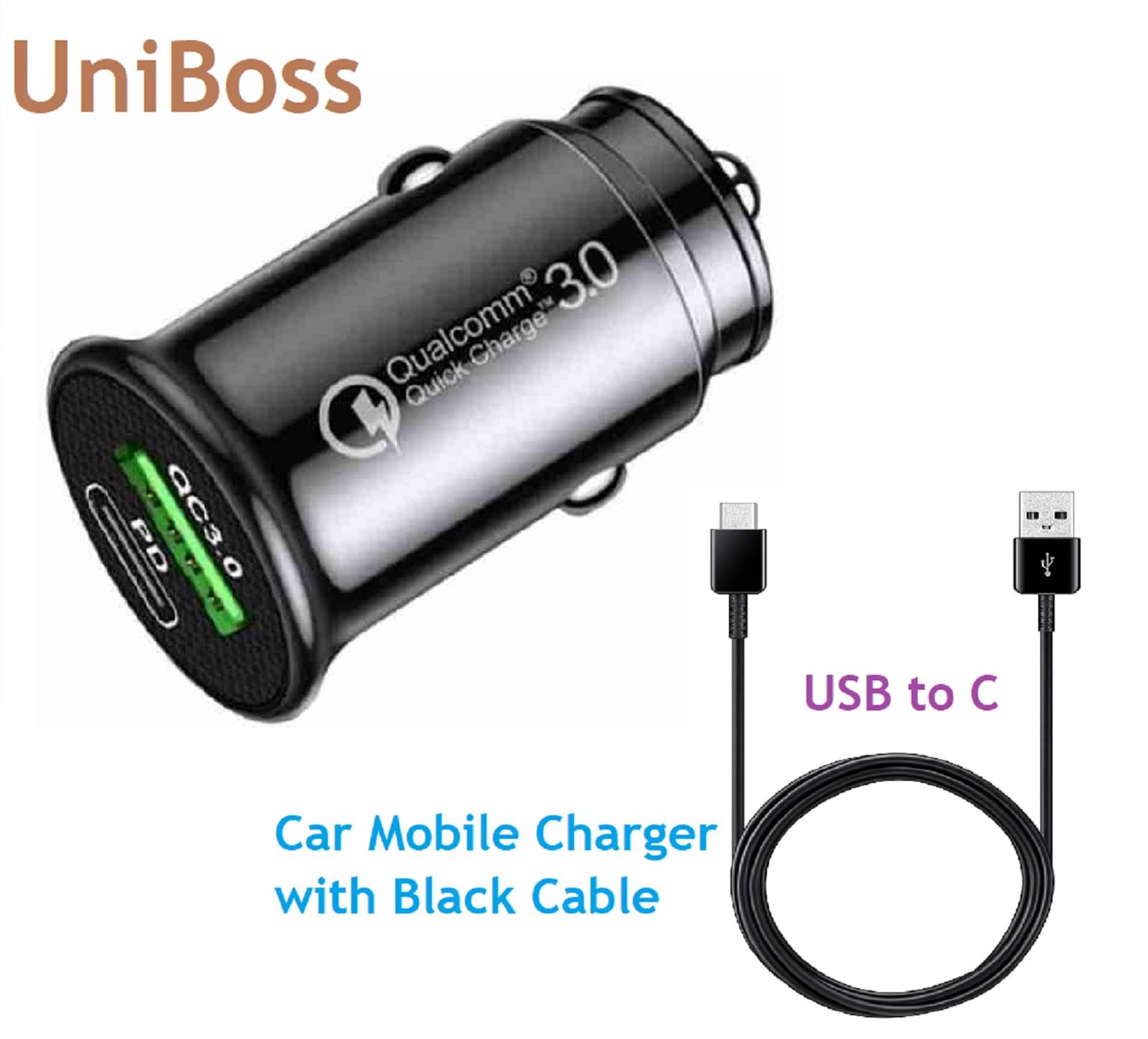     			UniBoss Car Mobile Charger Turbo & Fast QC PD Black