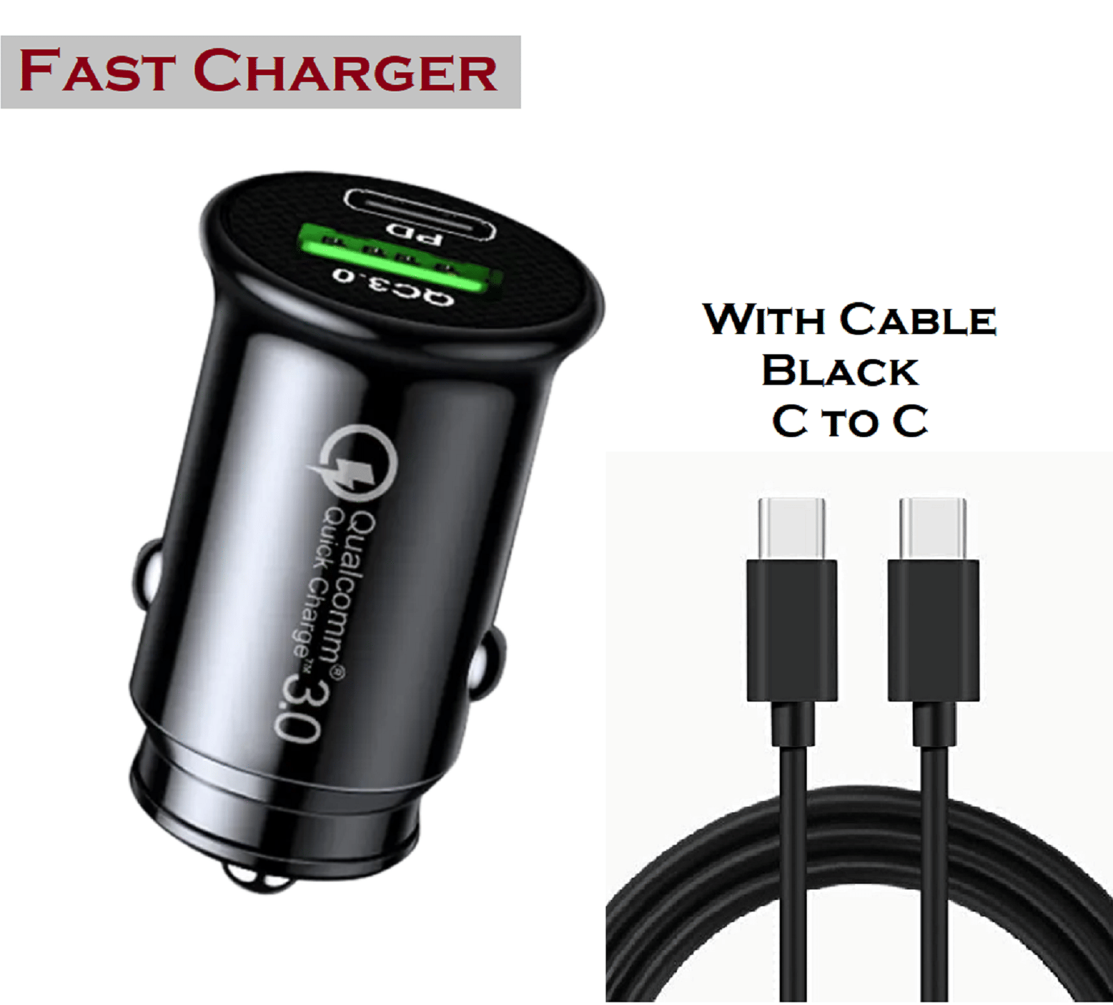    			UniBoss Car Mobile Charger Turbo & Fast QC PD Black