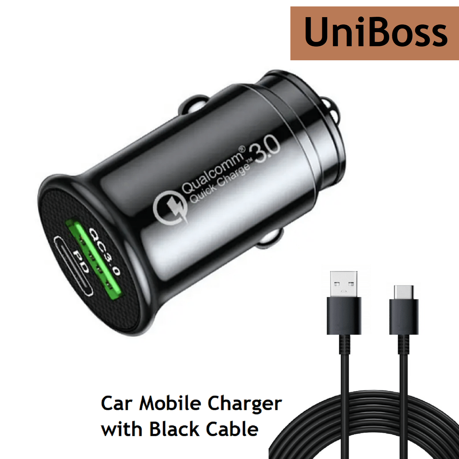     			UniBoss Car Mobile Charger Turbo & Fast QC PD Black