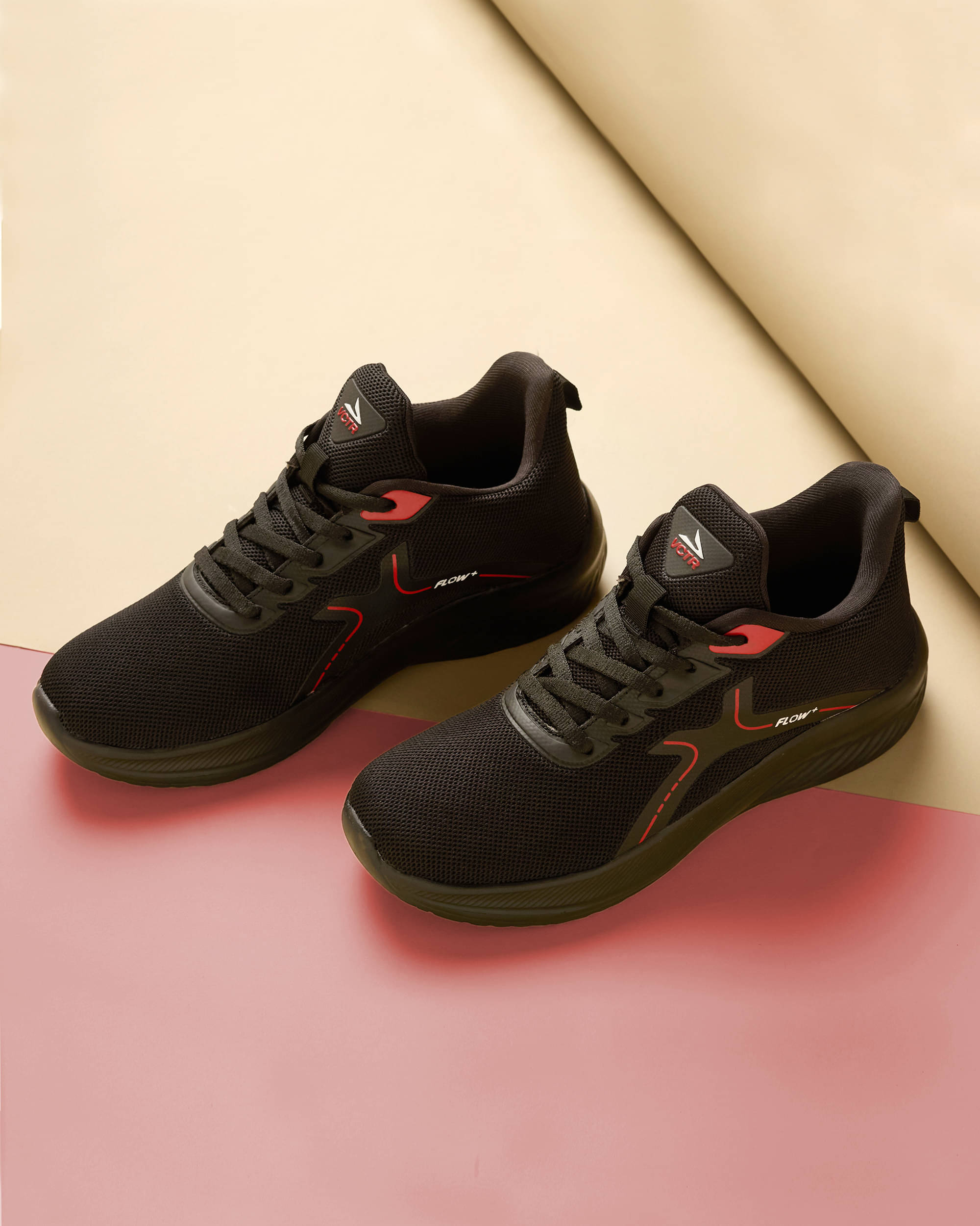 VCTR Flow Plus Black Men's Sports Running Shoes VCTR Flow Plus Black Men's Sports Running Shoes