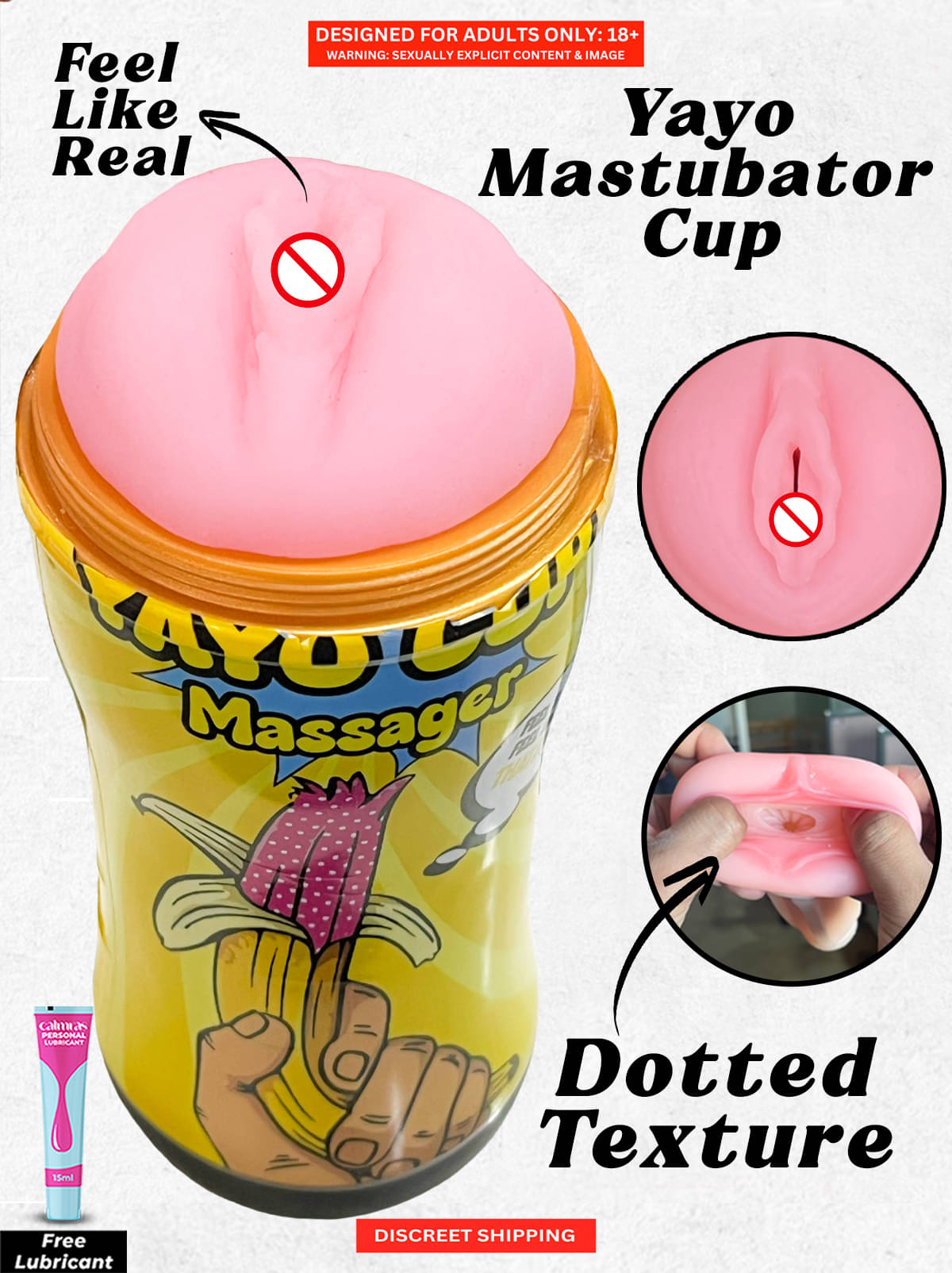 Vagina Stroker Handjob Fleshlight Sexy Toy Masturbator Cup For Men with Free Lube by Naughty Nights     			Vagina Stroker Handjob Fleshlight Sexy Toy Masturbator Cup For Men with Free Lube by Naughty Nights