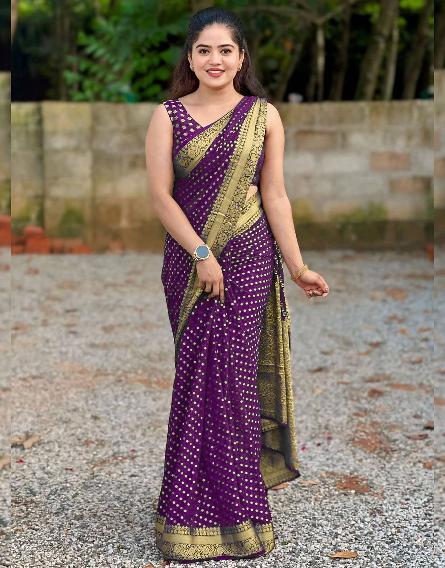     			Vastukala Silk Woven Kanjeevaram Sarees With Unstitched Blouse Piece ( Purple )