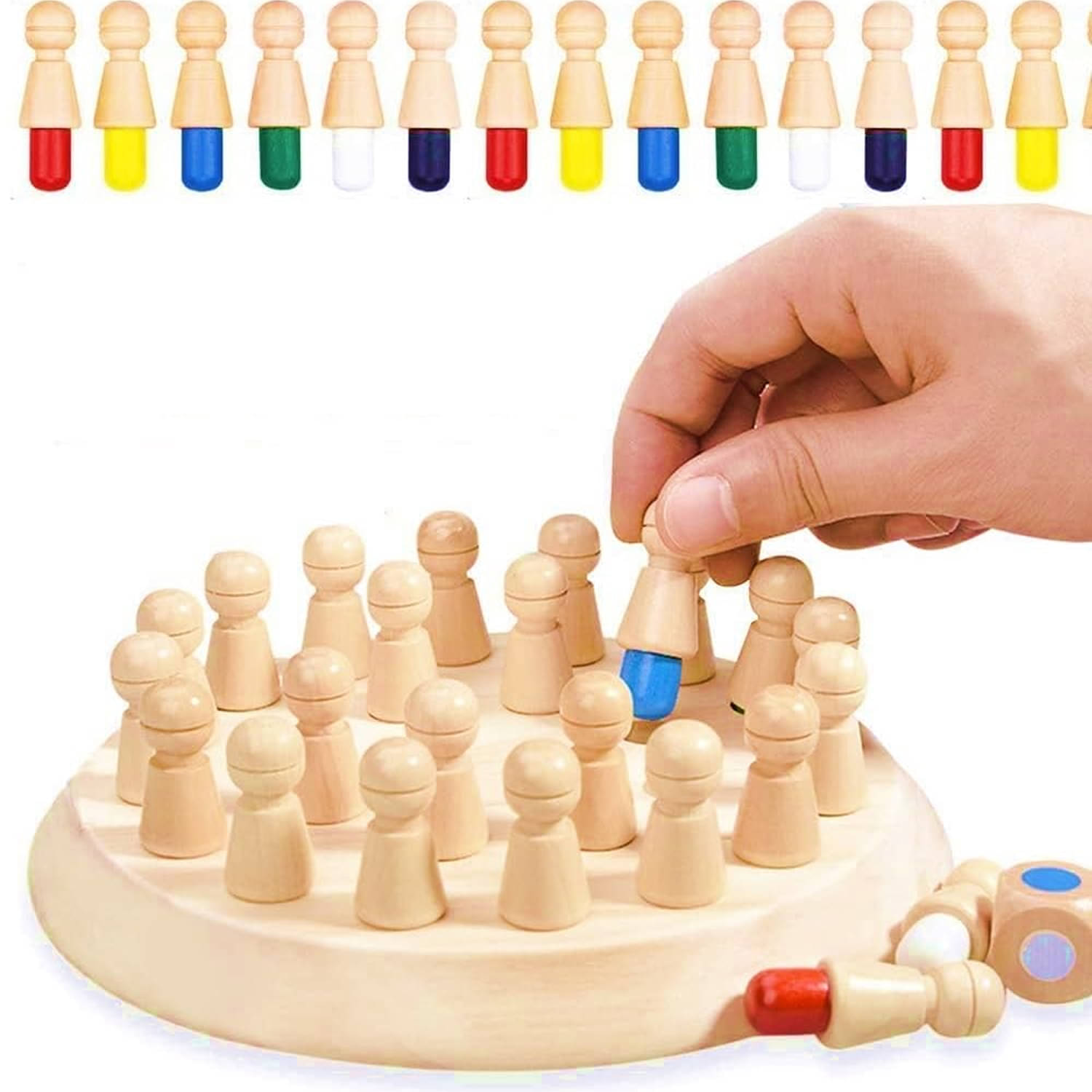     			Wooden Color Matching & Memory Chess Game | Fun Brain Training Board Game for Kids & Family