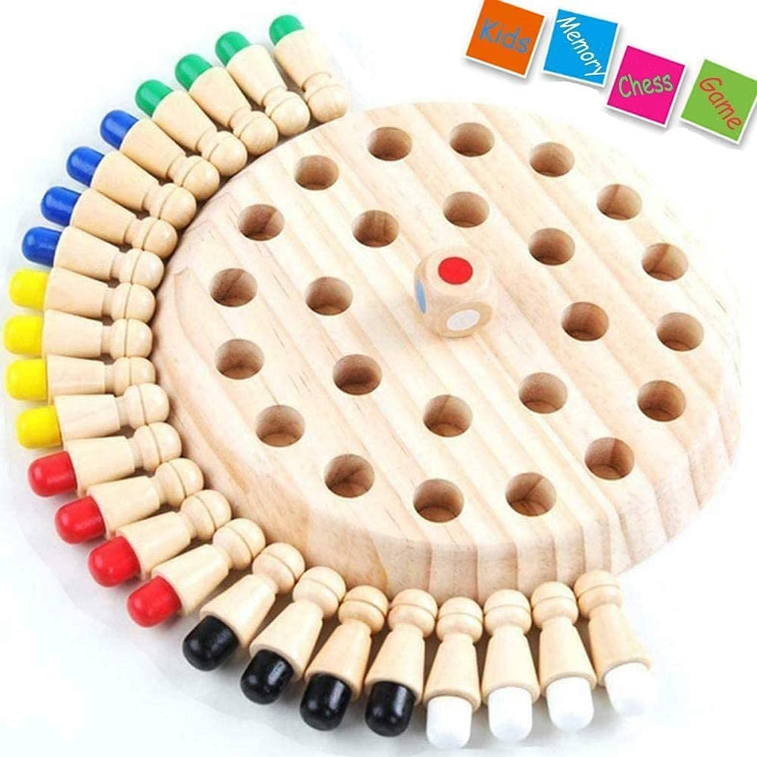     			Wooden Color Matching & Memory Chess Game | Fun Brain Training Board Game for Kids & Family