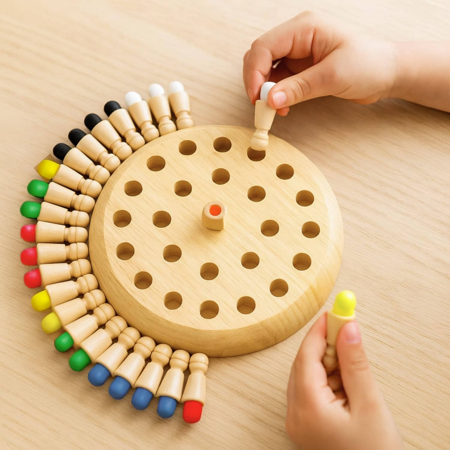     			Wooden Color Matching & Memory Chess Game | Fun Brain Training Board Game for Kids & Family