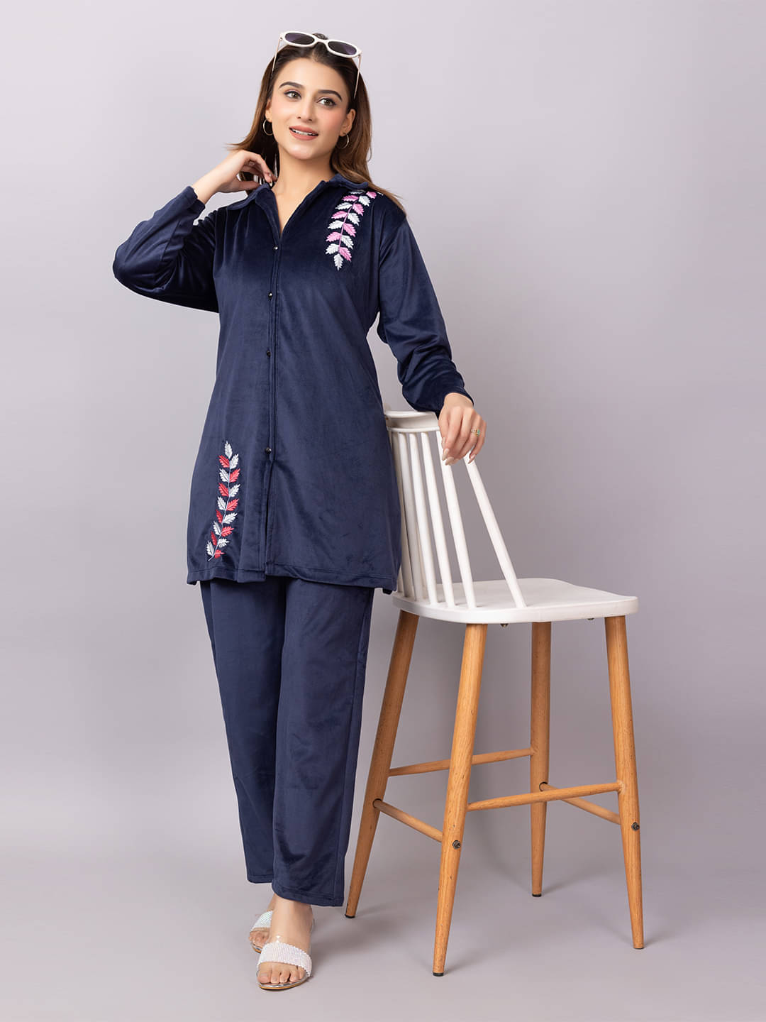     			Xenios Women Shirt With Palazzos Co-Ord Set ( Blue )