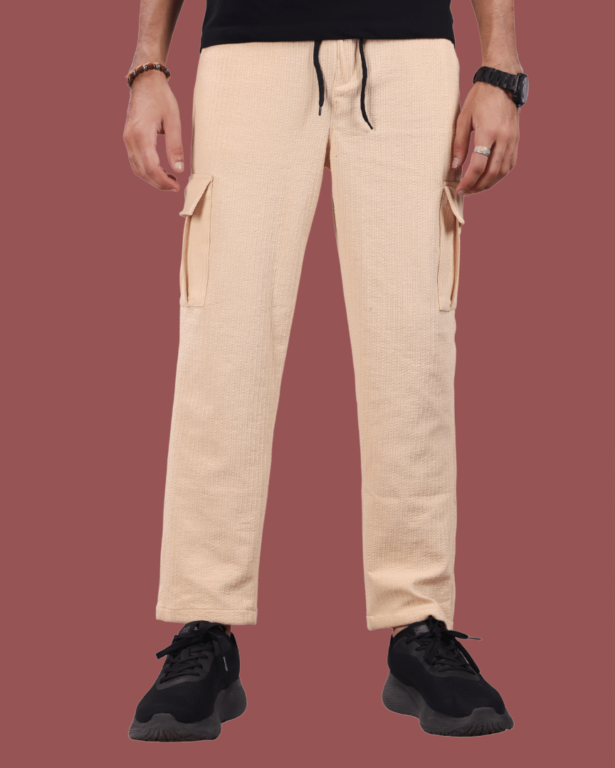     			ikigai Loose Men's Cargos - Cream ( Pack of 1 )