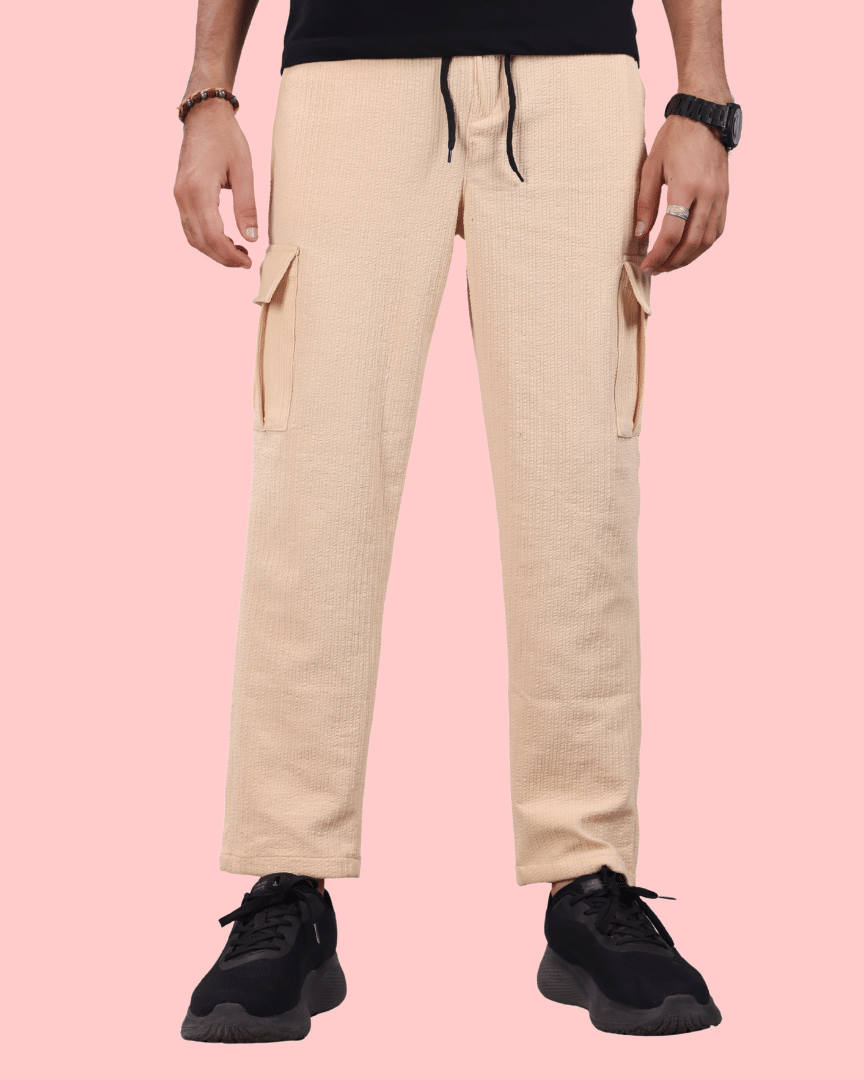     			ikigai Loose Men's Cargos - Cream ( Pack of 1 )