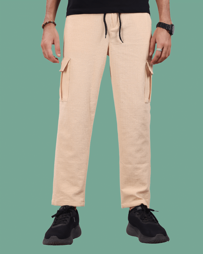     			ikigai Loose Men's Cargos - Cream ( Pack of 1 )