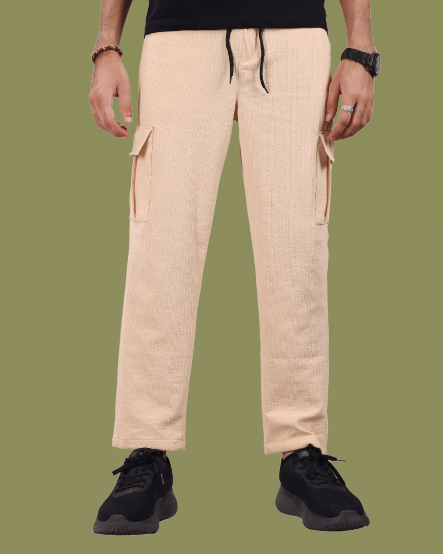     			ikigai Loose Men's Cargos - Cream ( Pack of 1 )
