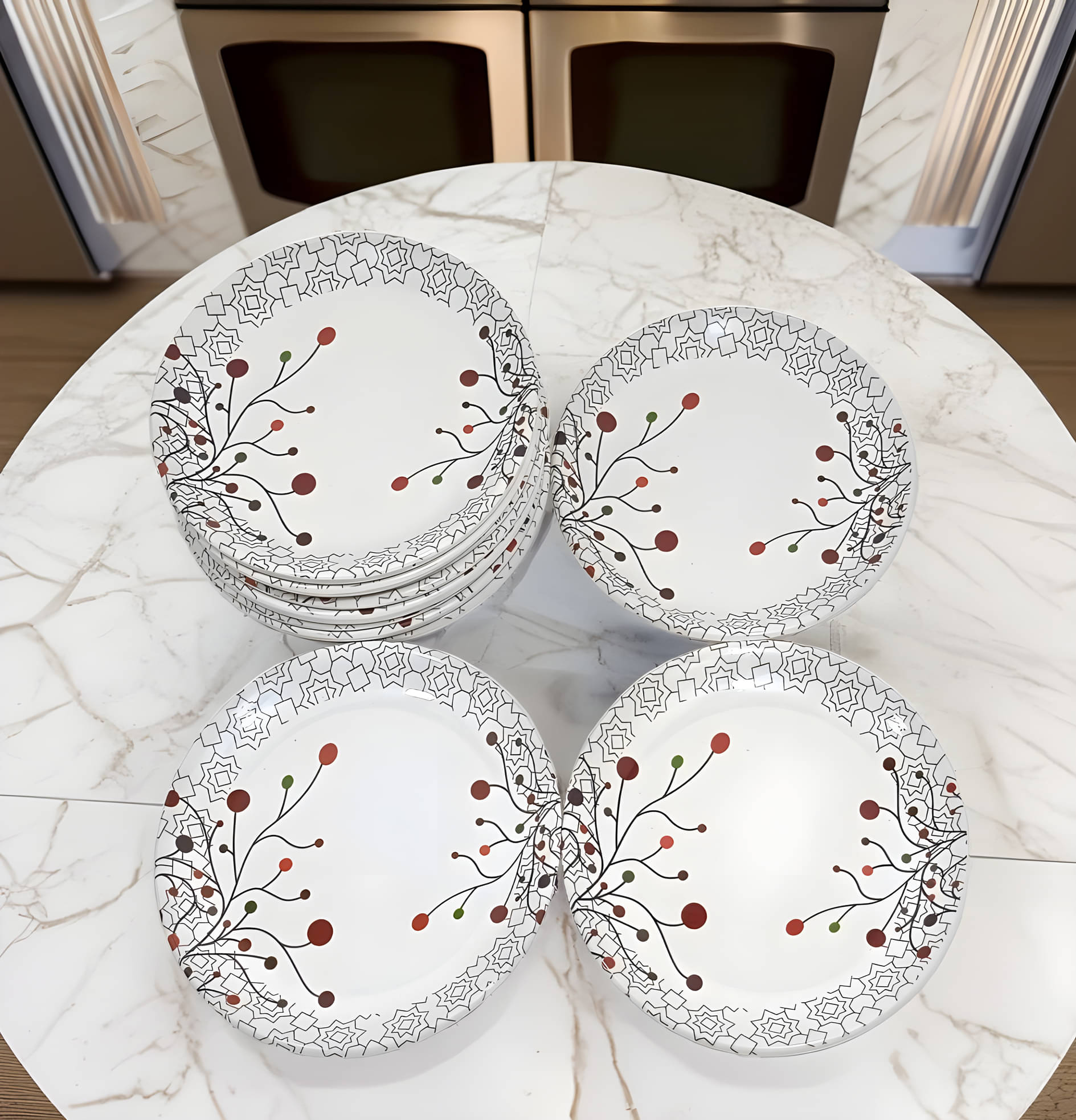     			kitchrox 12 Pcs Melamine Multi Color Quarter Plate