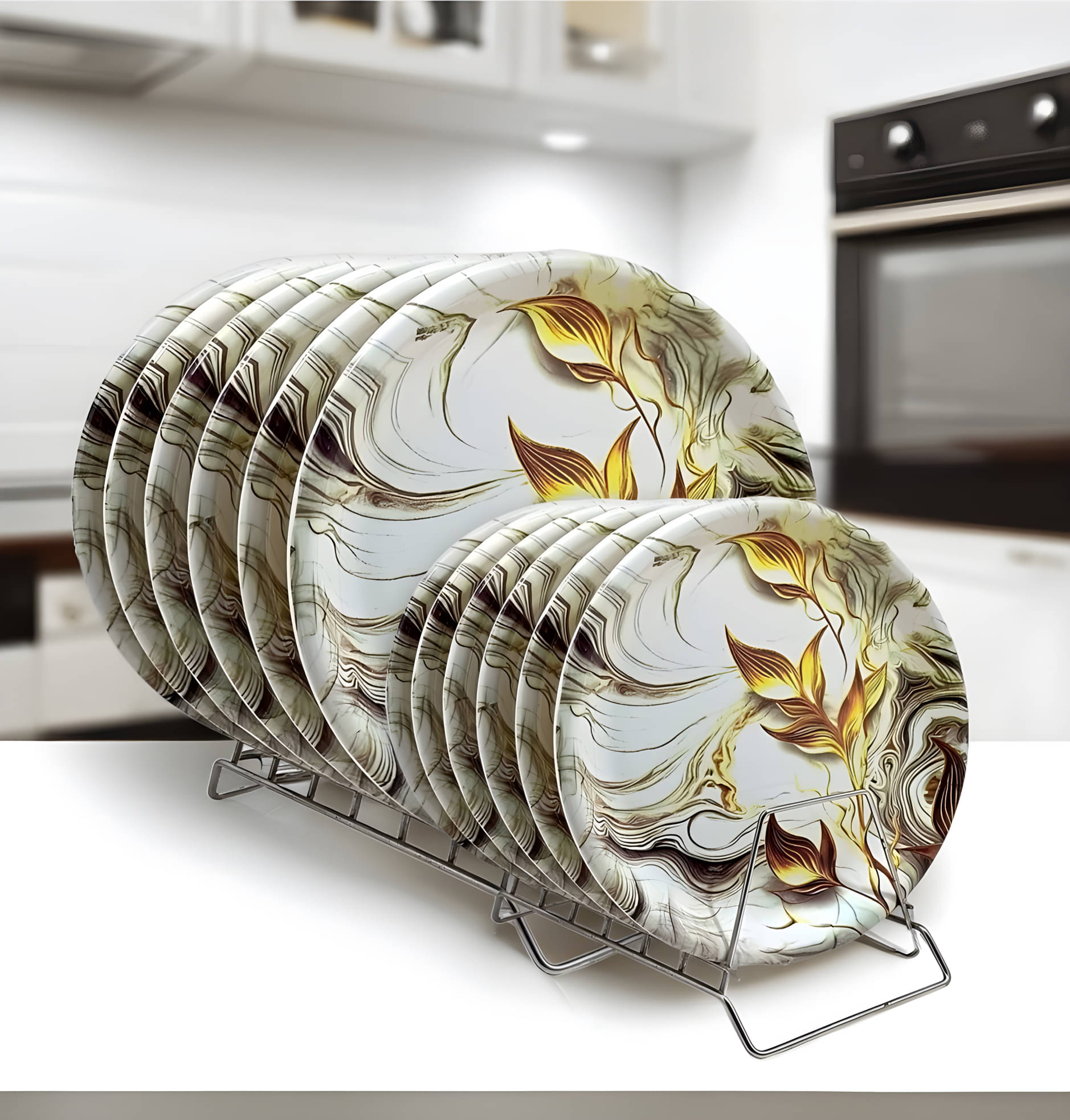 kitchrox 12 Pcs Melamine Multi Color Full Plate & Half Plate     			kitchrox 12 Pcs Melamine Multi Color Full Plate & Half Plate