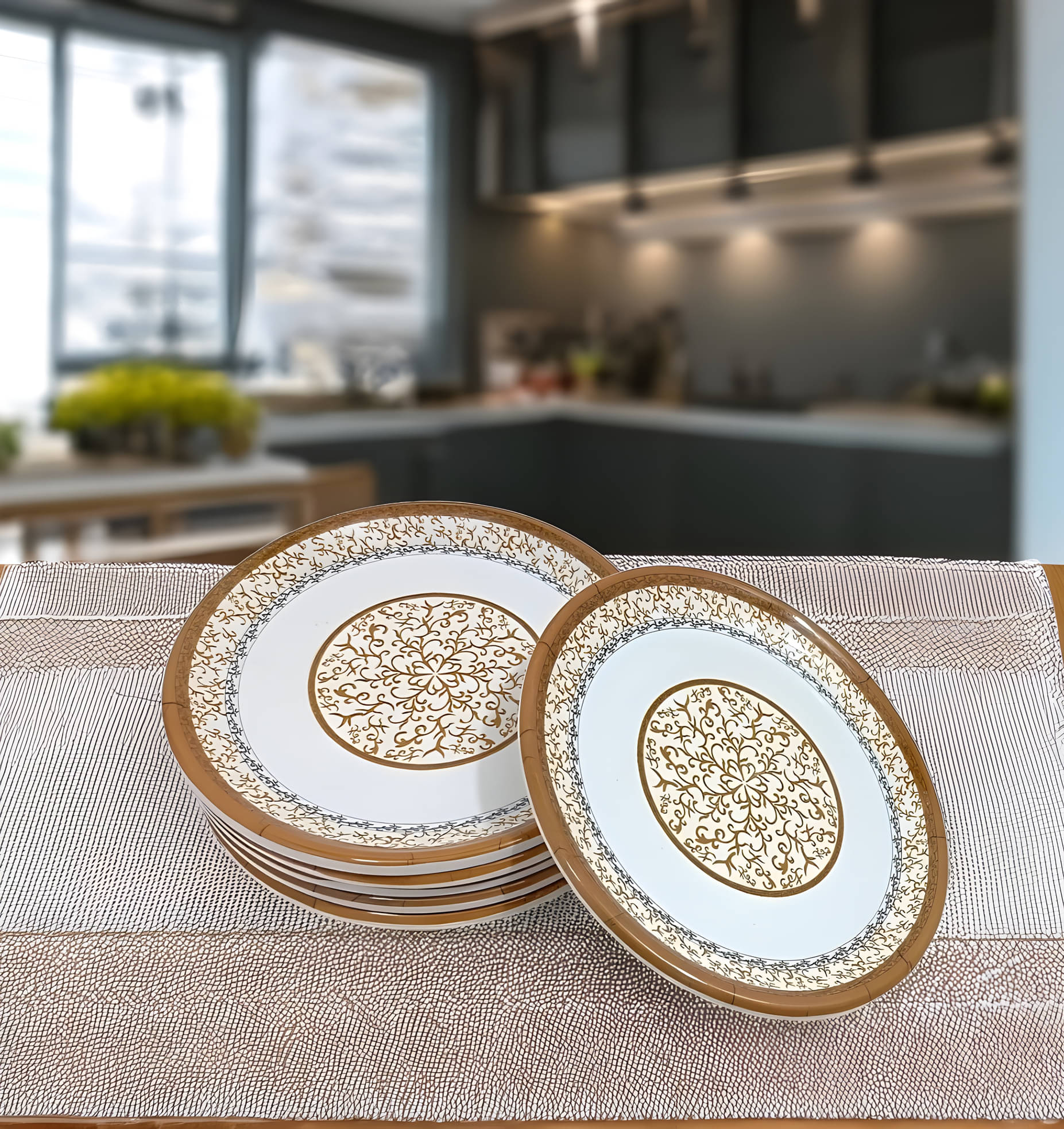     			kitchrox 6 Pcs Melamine Multi Color Quarter Plate