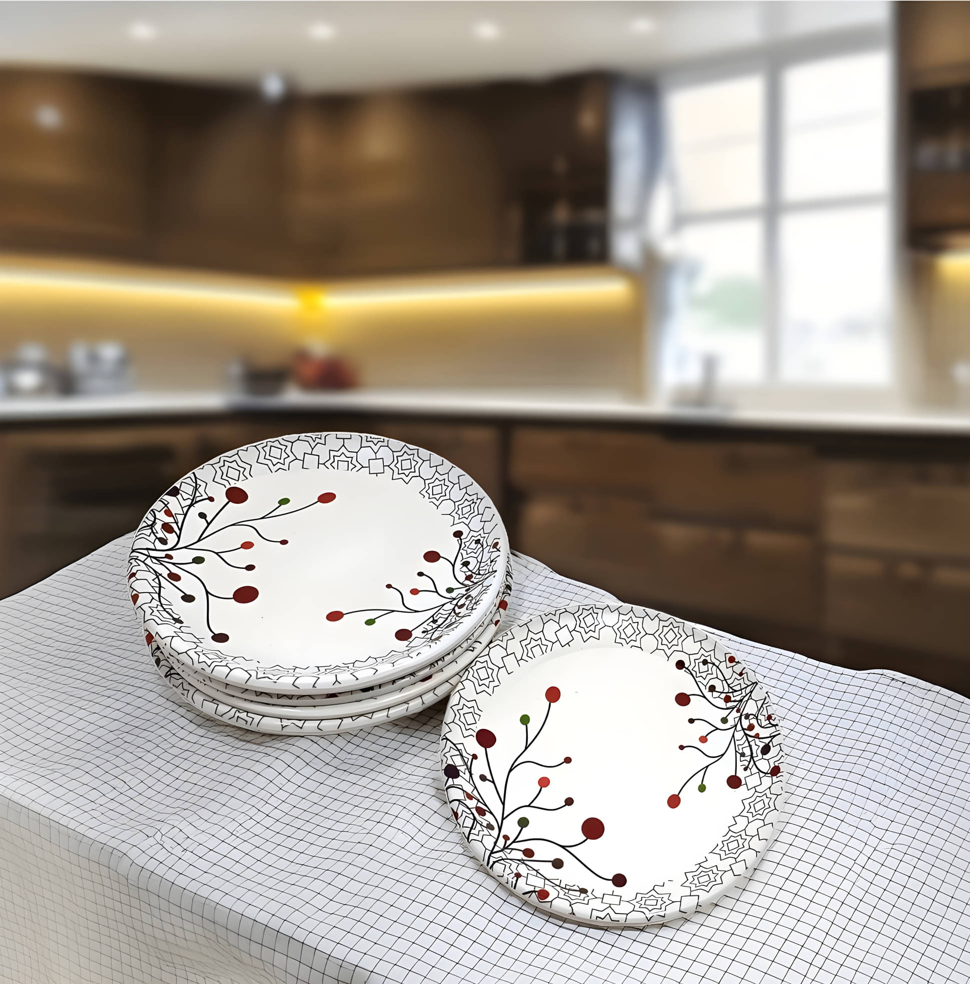     			kitchrox 6 Pcs Melamine Multi Color Quarter Plate